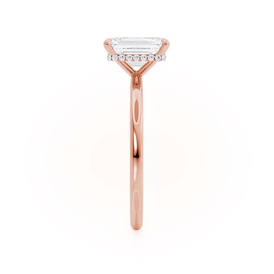 CAMELLIA - Radiant Lab Diamond 18k Rose Gold Hidden Halo Solitaire
