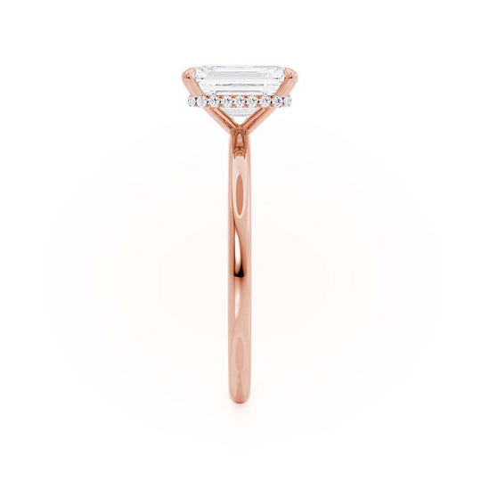 CAMELLIA - Radiant Lab Diamond 18k Rose Gold Hidden Halo Solitaire
