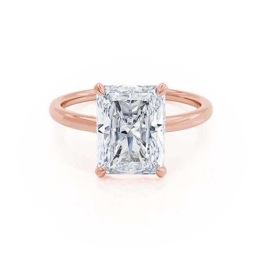 CAMELLIA - Radiant Lab Diamond 18k Rose Gold Hidden Halo Solitaire