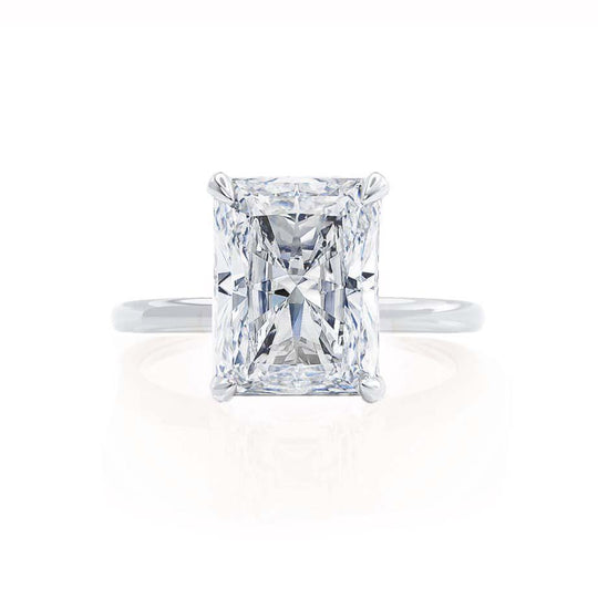 CAMELLIA - Radiant Lab Diamond 18k White Gold Hidden Halo Solitaire