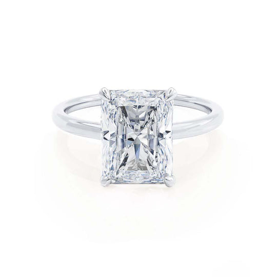 CAMELLIA - Radiant Lab Diamond 18k White Gold Hidden Halo Solitaire