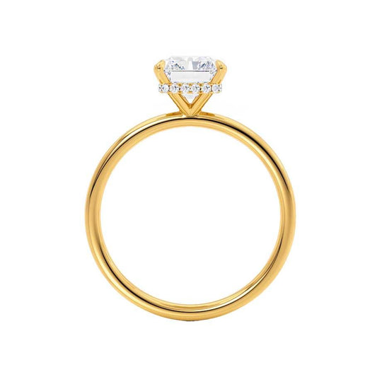 CAMELLIA - Radiant Lab Diamond 18k Yellow Gold Hidden Halo Solitaire