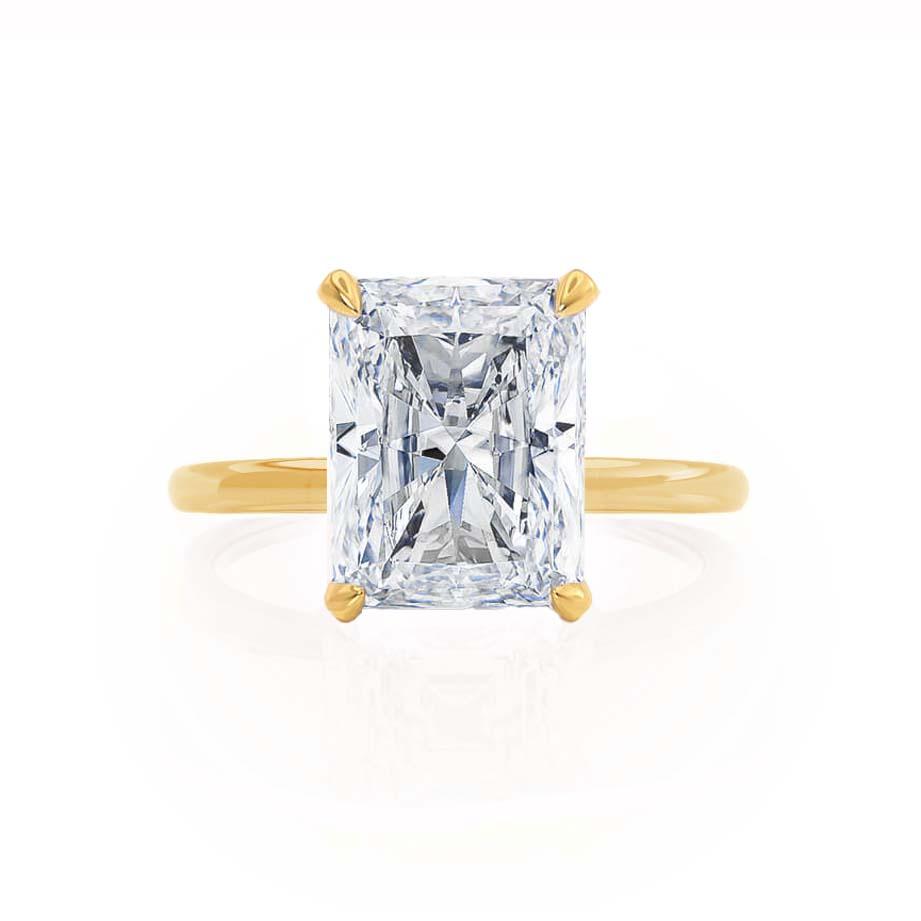 CAMELLIA - Radiant Lab Diamond 18k Yellow Gold Hidden Halo Solitaire