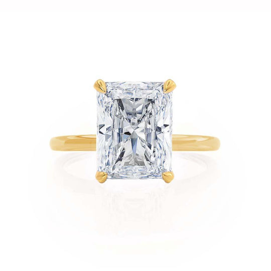 CAMELLIA - Radiant Lab Diamond 18k Yellow Gold Hidden Halo Solitaire