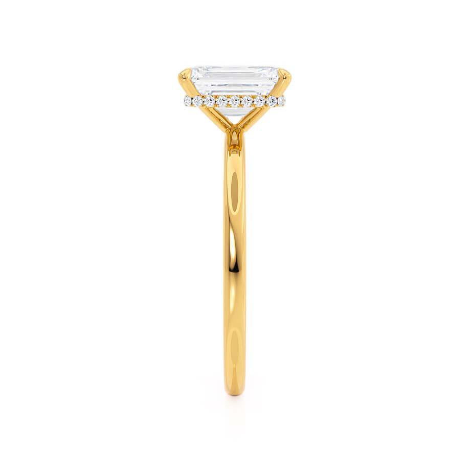 CAMELLIA - Radiant Lab Diamond 18k Yellow Gold Hidden Halo Solitaire