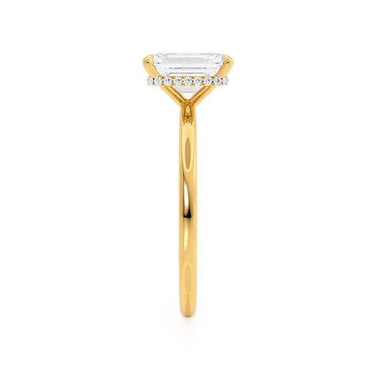 CAMELLIA - Radiant Lab Diamond 18k Yellow Gold Hidden Halo Solitaire