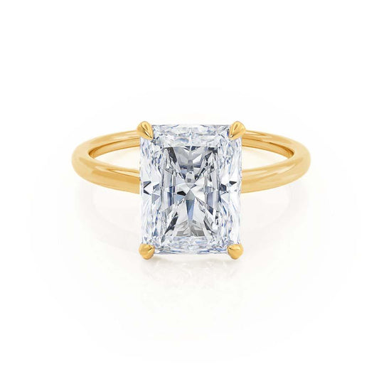 CAMELLIA - Radiant Lab Diamond 18k Yellow Gold Hidden Halo Solitaire