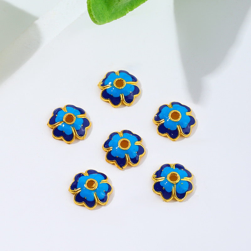 cloisonné enamel flower caps(8mm/high quality) A19