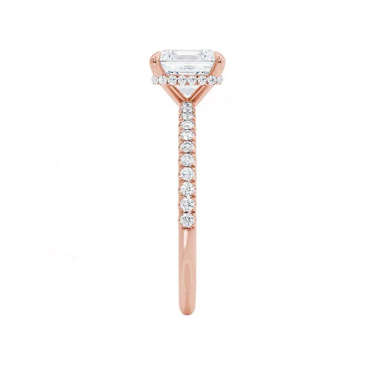 JASMINE - Princess Lab Diamond 18k Rose Gold Petite Hidden Halo