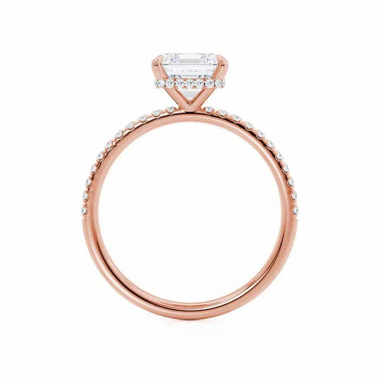 JASMINE - Princess Lab Diamond 18k Rose Gold Petite Hidden Halo