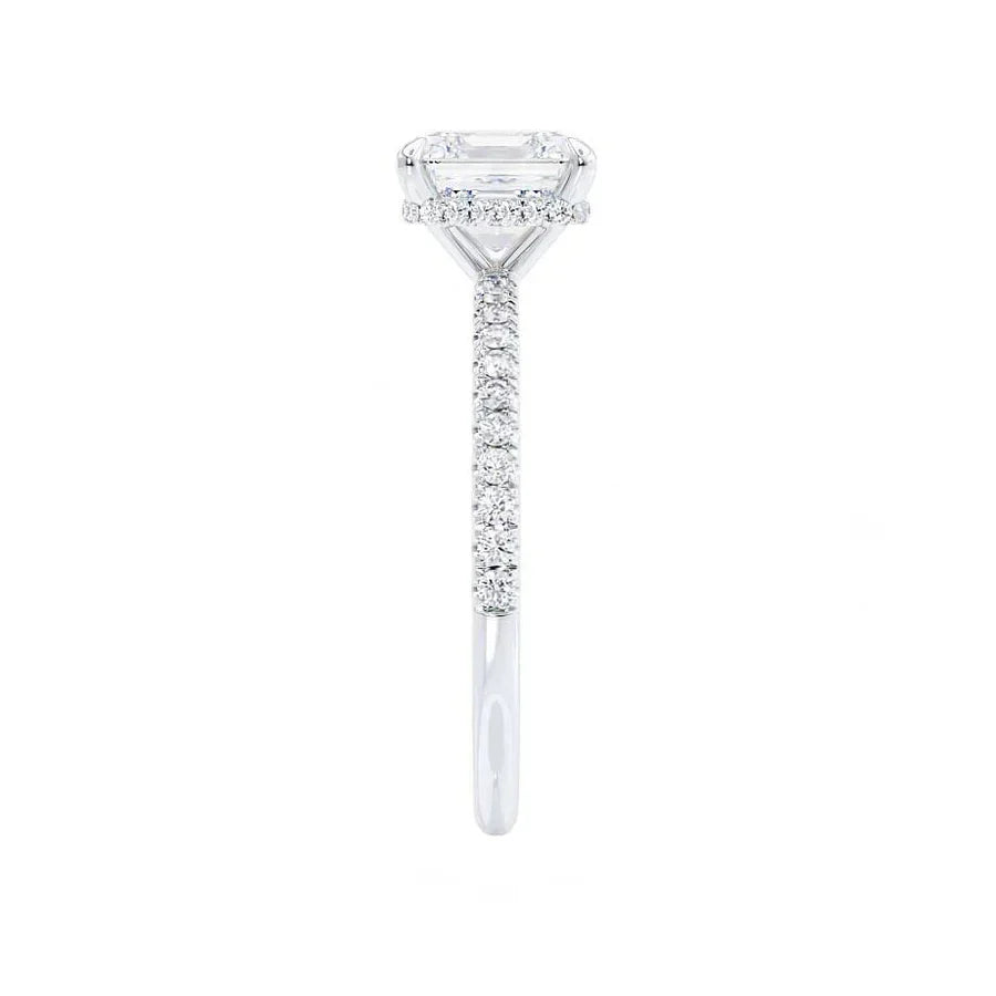 JASMINE - Princess Lab Diamond 18k White Gold Petite Hidden Halo