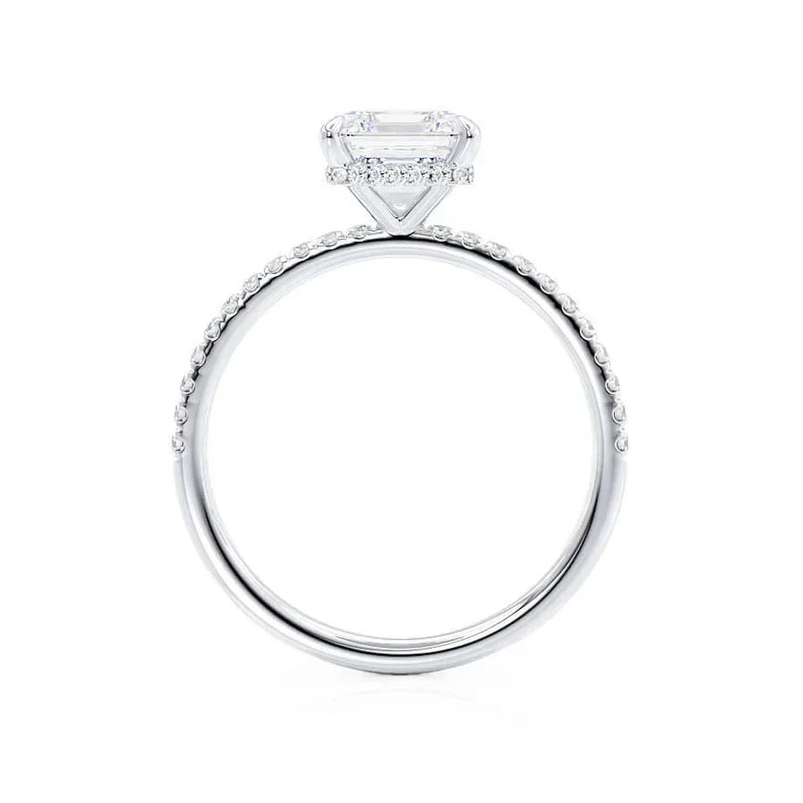 JASMINE - Princess Lab Diamond 18k White Gold Petite Hidden Halo