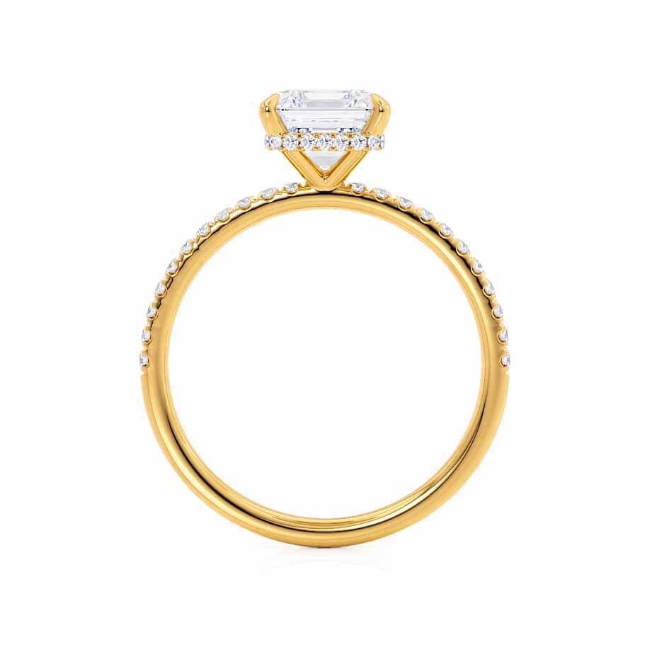 JASMINE - Princess Lab Diamond 18k Yellow Gold Petite Hidden Halo