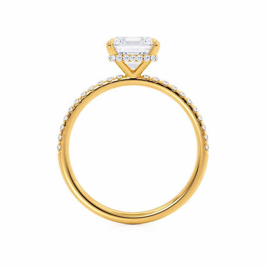 JASMINE - Princess Lab Diamond 18k Yellow Gold Petite Hidden Halo