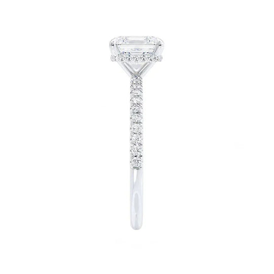 JASMINE - Princess Lab Diamond 950 Platinum Petite Hidden Halo