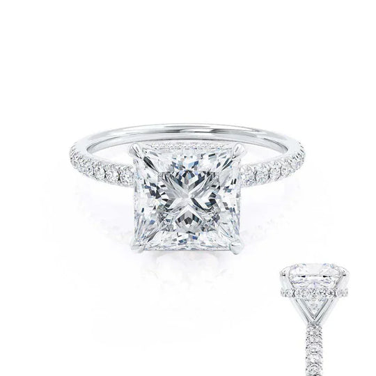 JASMINE - Princess Lab Diamond 950 Platinum Petite Hidden Halo