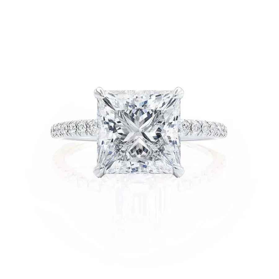 JASMINE - Princess Lab Diamond 950 Platinum Petite Hidden Halo