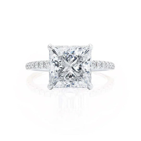 JASMINE - Princess Lab Diamond 950 Platinum Petite Hidden Halo
