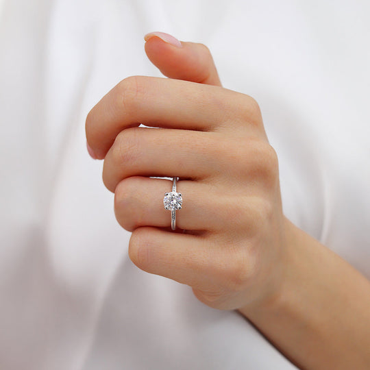 LILY - Round Lab Diamond 18k White Gold Petite Channel Set Ring