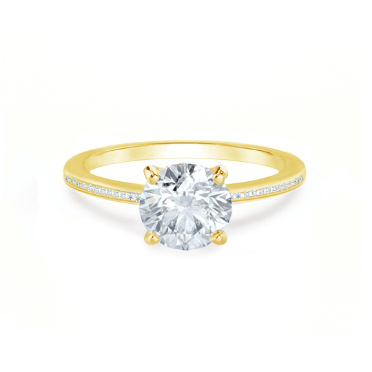 LILY - Round Lab Diamond 18k Yellow Gold Petite Channel Set Ring