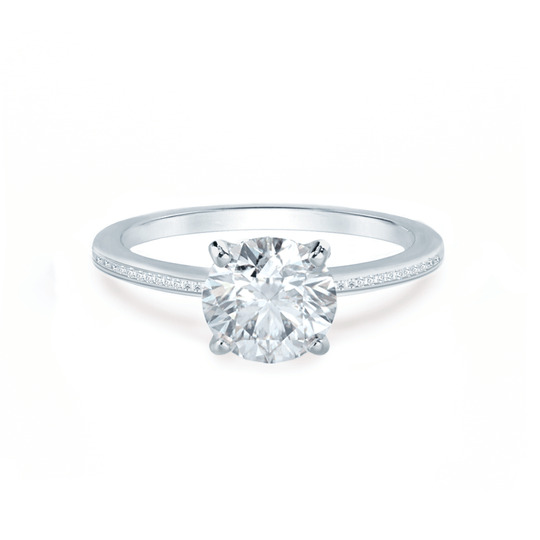 LILY - Round Lab Diamond 950 Platinum Petite Channel Set Ring