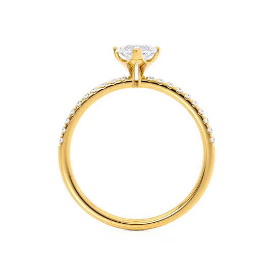 CALLA - Marquise Lab Diamond 18k Yellow Gold Petite Solitaire