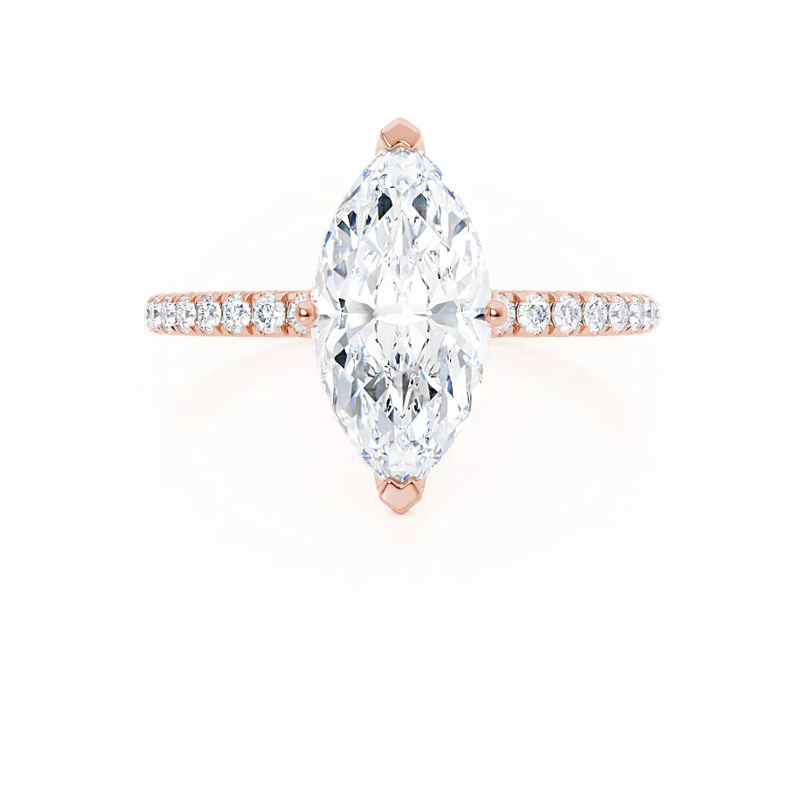 CALLA - Marquise Lab Diamond 18k Rose Gold Petite Solitaire