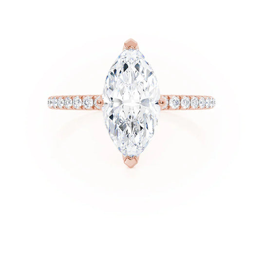 CALLA - Marquise Lab Diamond 18k Rose Gold Petite Solitaire
