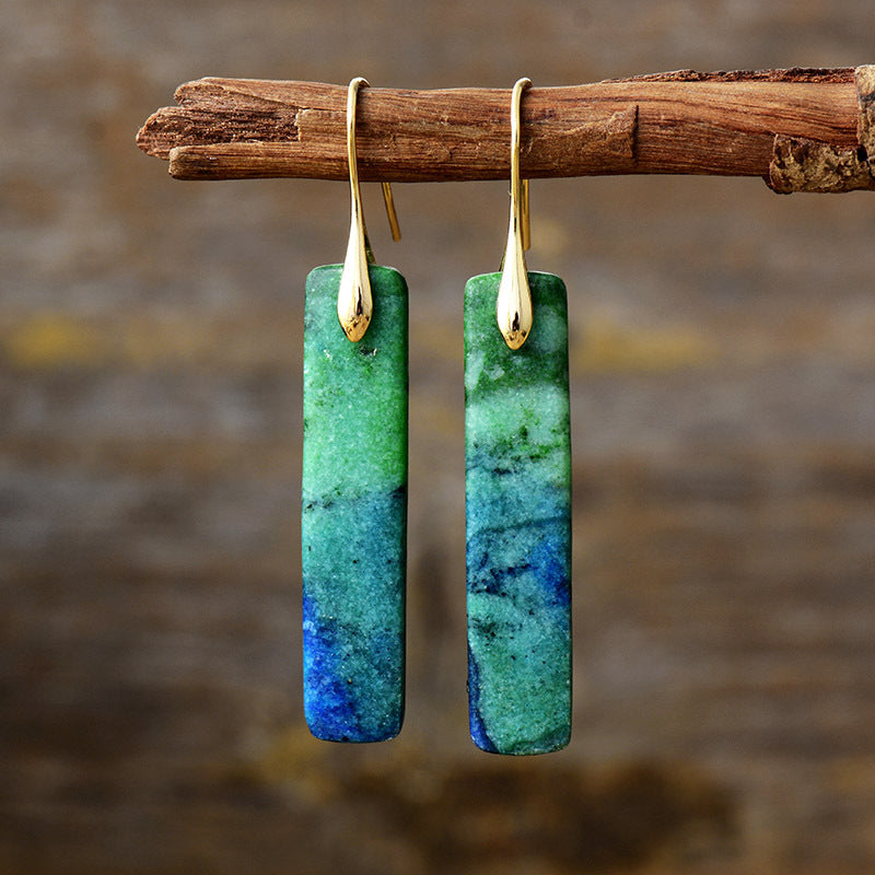 Natural Stone Geometric Pendant Earrings