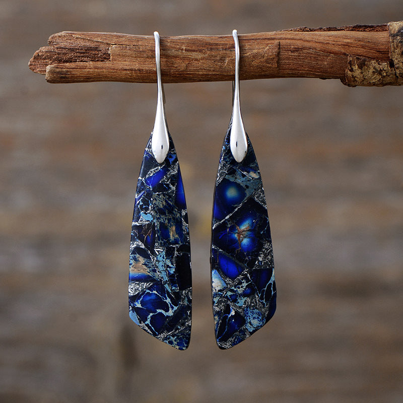 Emperor Stone Geometric Pendant Earrings