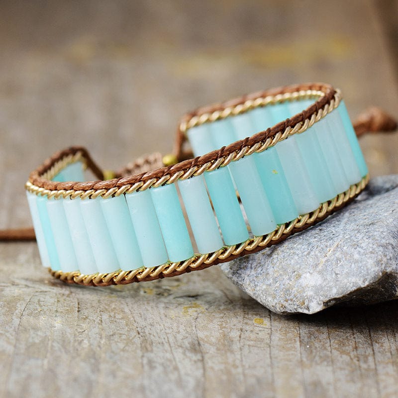 Handmade Braided Wrap Bracelet with Natural Stones