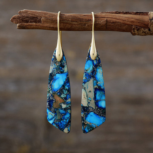 Emperor Stone Geometric Pendant Earrings