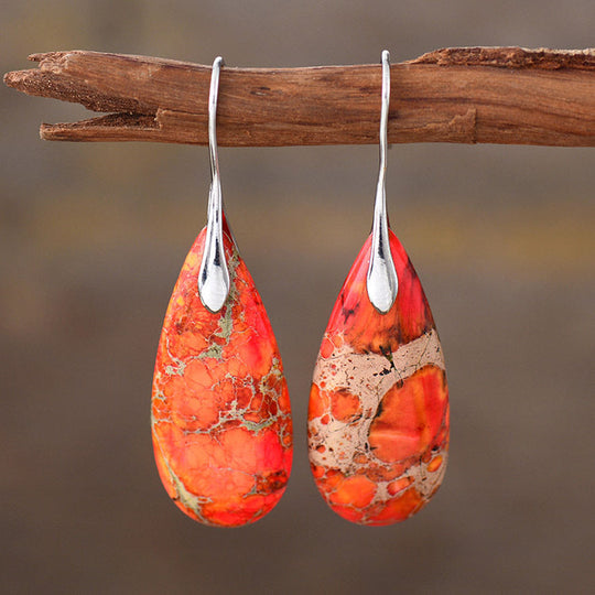 Emperor Stone Teardrop Pendant Earrings