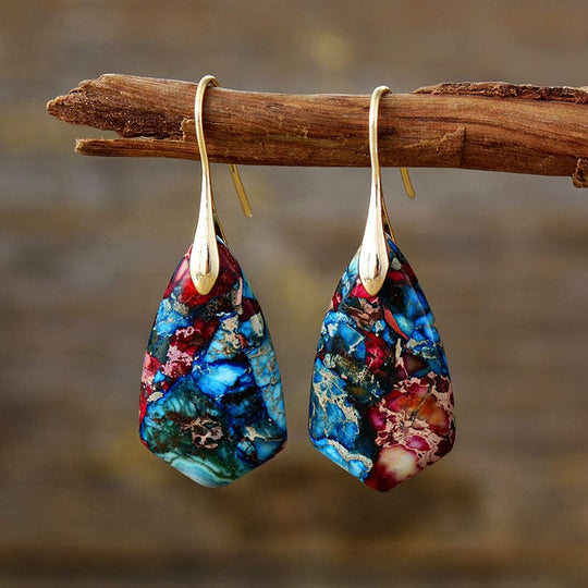 Emperor Stone Geometric Pendant Earrings