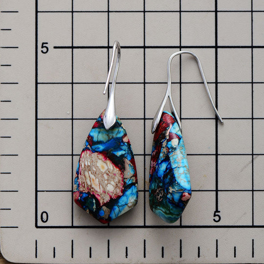 Emperor Stone Geometric Pendant Earrings