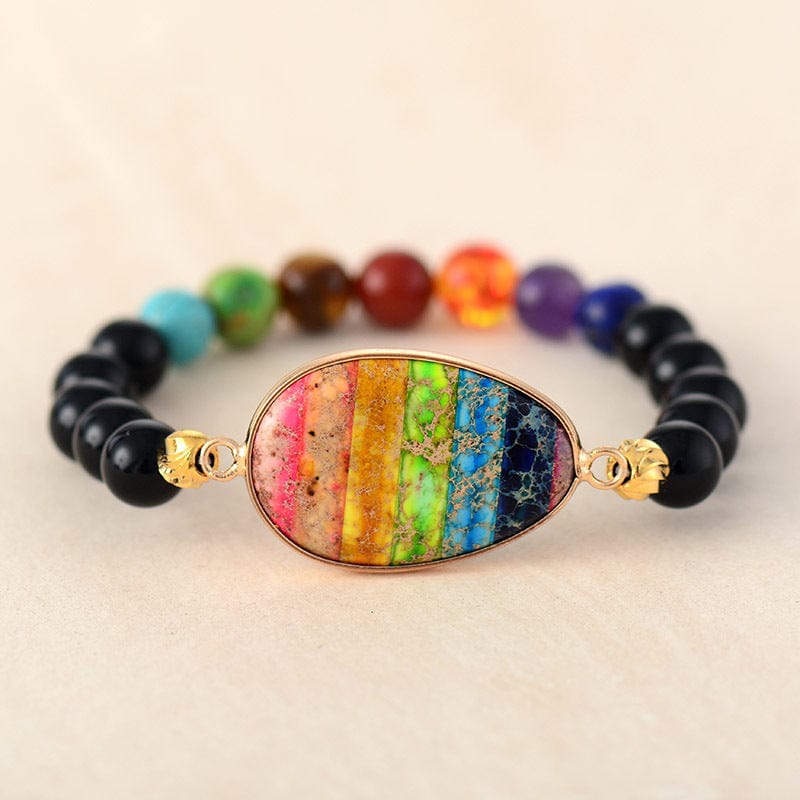 Rainbow Emperor Stone Bead Elastic Bracelet