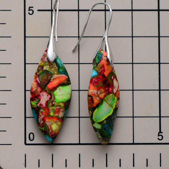 Emperor Stone Leaf Pendant Earrings