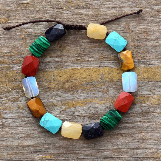 Rainbow Natural Stone Beaded Bracelet