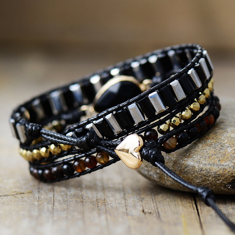 Crystal Leather Braided Bracelet