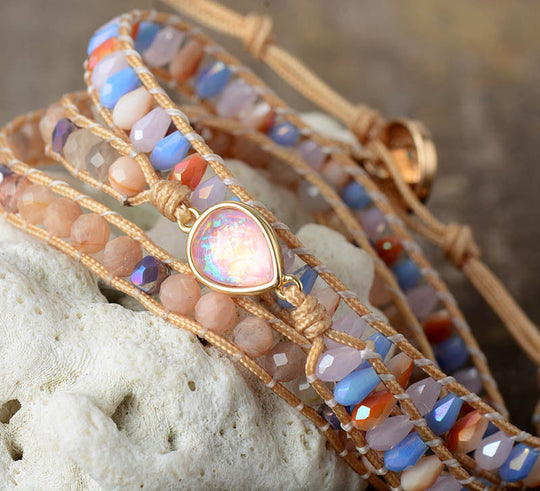 Handwoven Australian Opal Crystal Bracelet