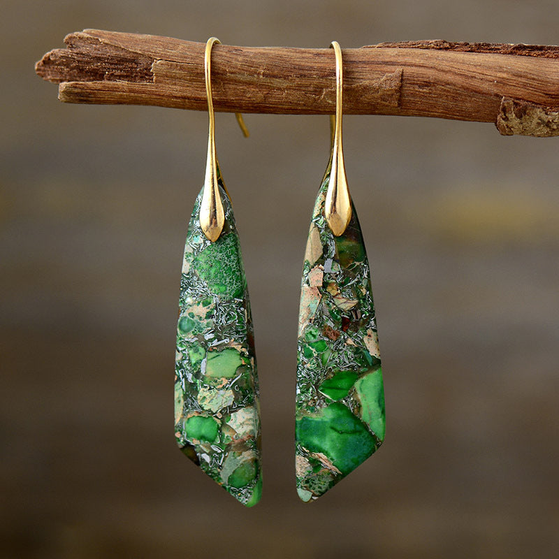 Emperor Stone Geometric Pendant Earrings