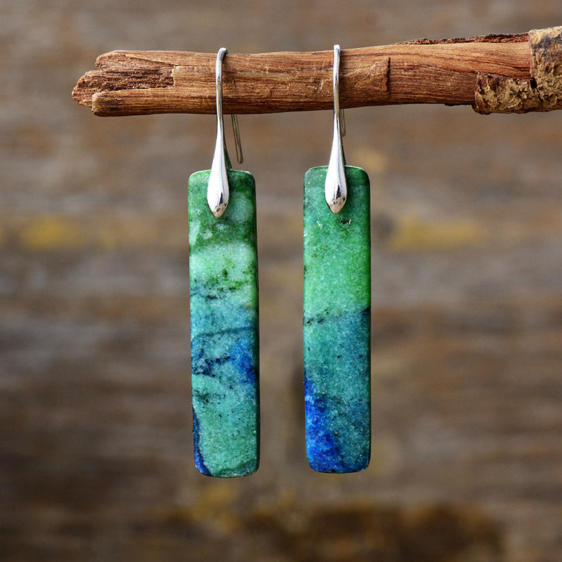 Natural Stone Geometric Pendant Earrings