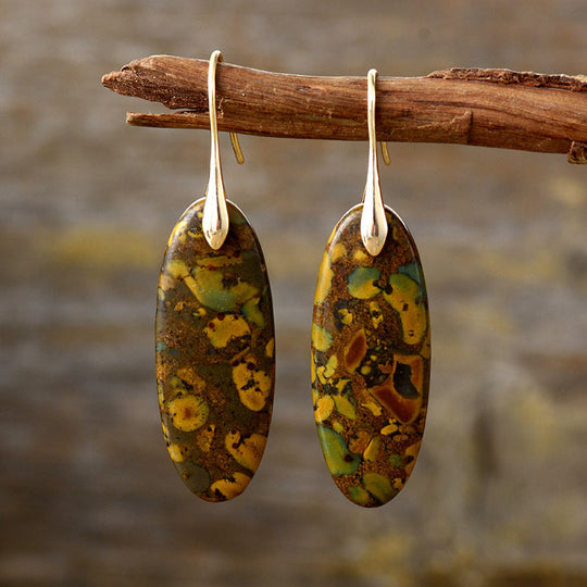 Natural Stone Geometric Pendant Earrings