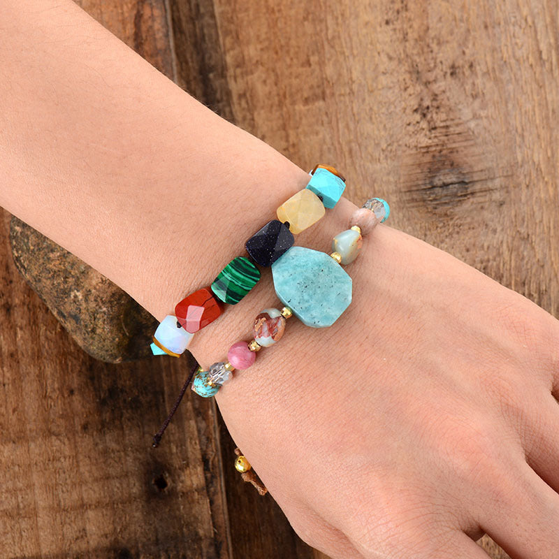 Rainbow Natural Stone Beaded Bracelet