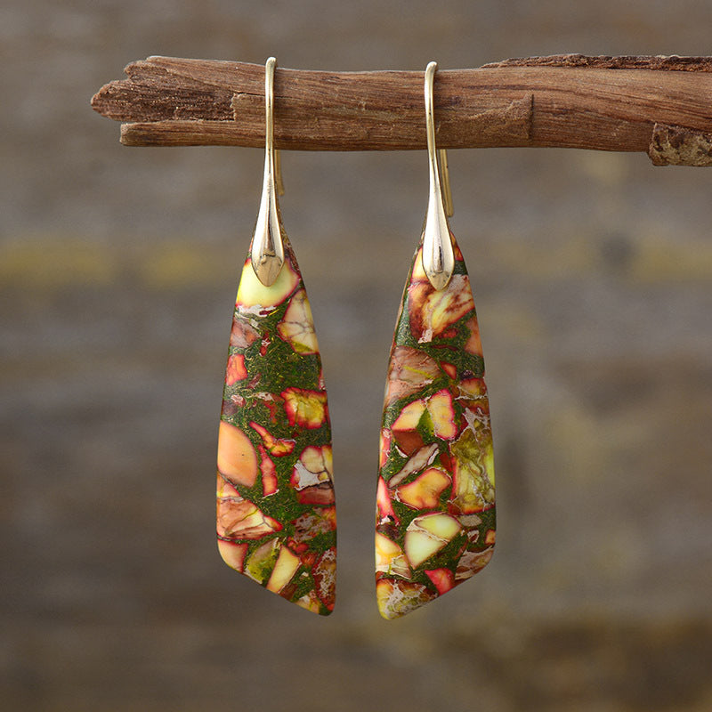 Emperor Stone Geometric Pendant Earrings