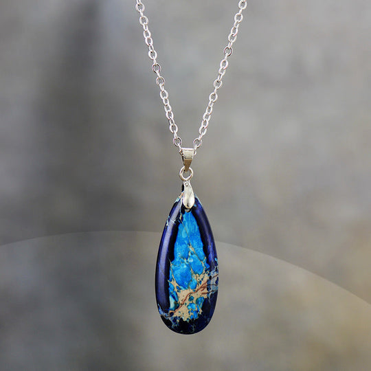 Emperor Stone Teardrop Chain Pendant Necklace