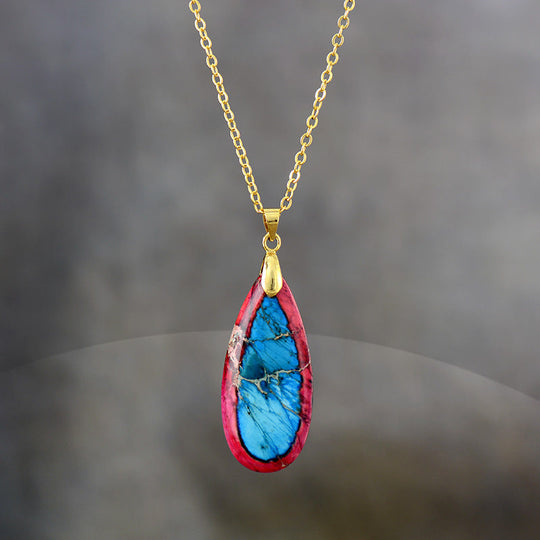 Emperor Stone Teardrop Chain Pendant Necklace