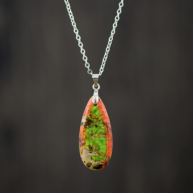 Emperor Stone Teardrop Chain Pendant Necklace