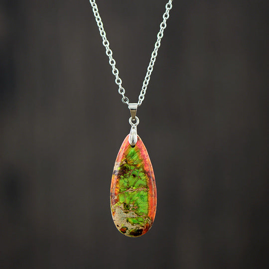 Emperor Stone Teardrop Chain Pendant Necklace