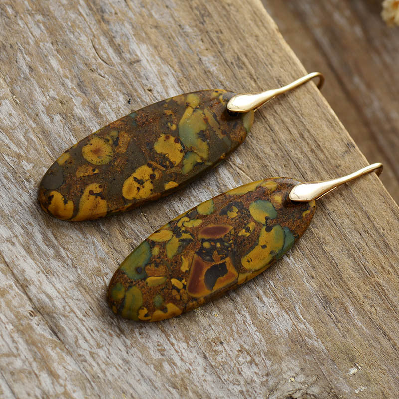 Natural Stone Geometric Pendant Earrings